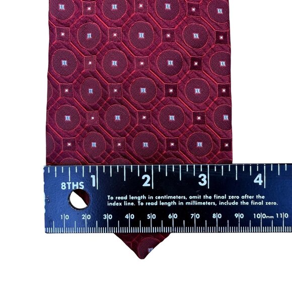 Jos A Bank Mens Red Silk Geometric Pattern Signature Collection Necktie - Picture 8 of 8